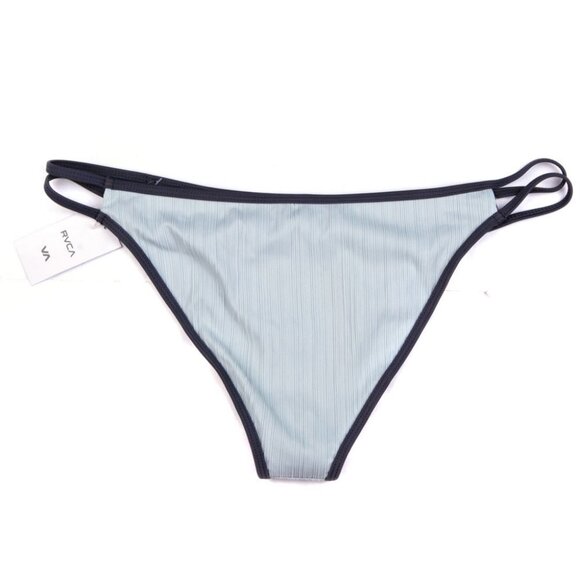 RVCA Bikini Bottoms Mid Rise Ribbed Summer Beach Light Ice Blue Grey NEW - Picture 2 of 6
